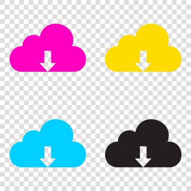 Bulut teknoloji işareti. CMYK simgeleri şeffaf arka plan. CyA