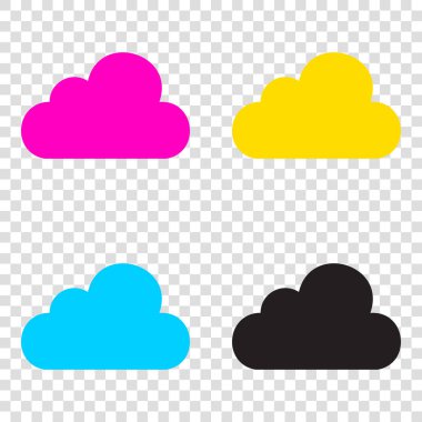 Bulut işareti illüstrasyon. CMYK simgeleri şeffaf arka plan. C