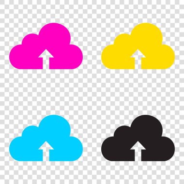 Bulut teknoloji işareti. CMYK simgeleri şeffaf arka plan. CyA