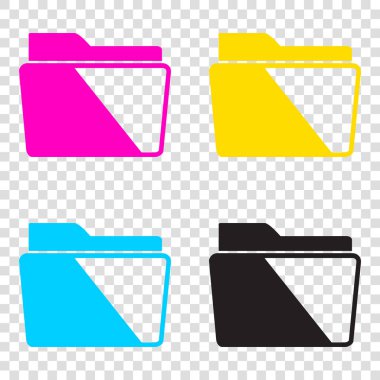 Klasör işareti illüstrasyon. CMYK simgeleri şeffaf arka plan üzerinde. 