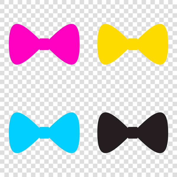Bow Tie icon. CMYK icons on transparent background. Cyan, magent
