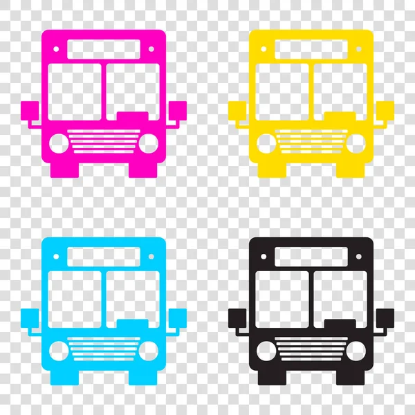 Bus teken illustratie. CMYK-pictogrammen op transparante achtergrond. Cya — Stockvector