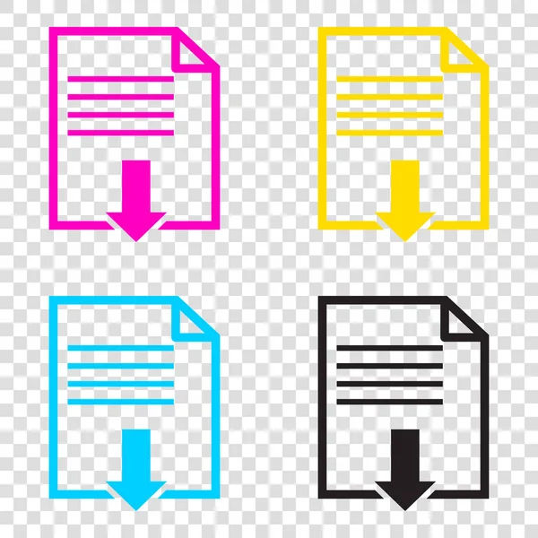 Signo de descarga de archivos. CMYK iconos sobre fondo transparente. Cian. , — Vector de stock