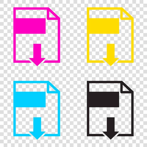 Signo de descarga de archivos. CMYK iconos sobre fondo transparente. Cian. , — Vector de stock