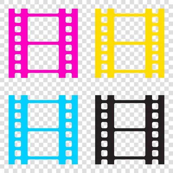 Reel of film sign. CMYK icons on transparent background. Cyan, m — Stock Vector