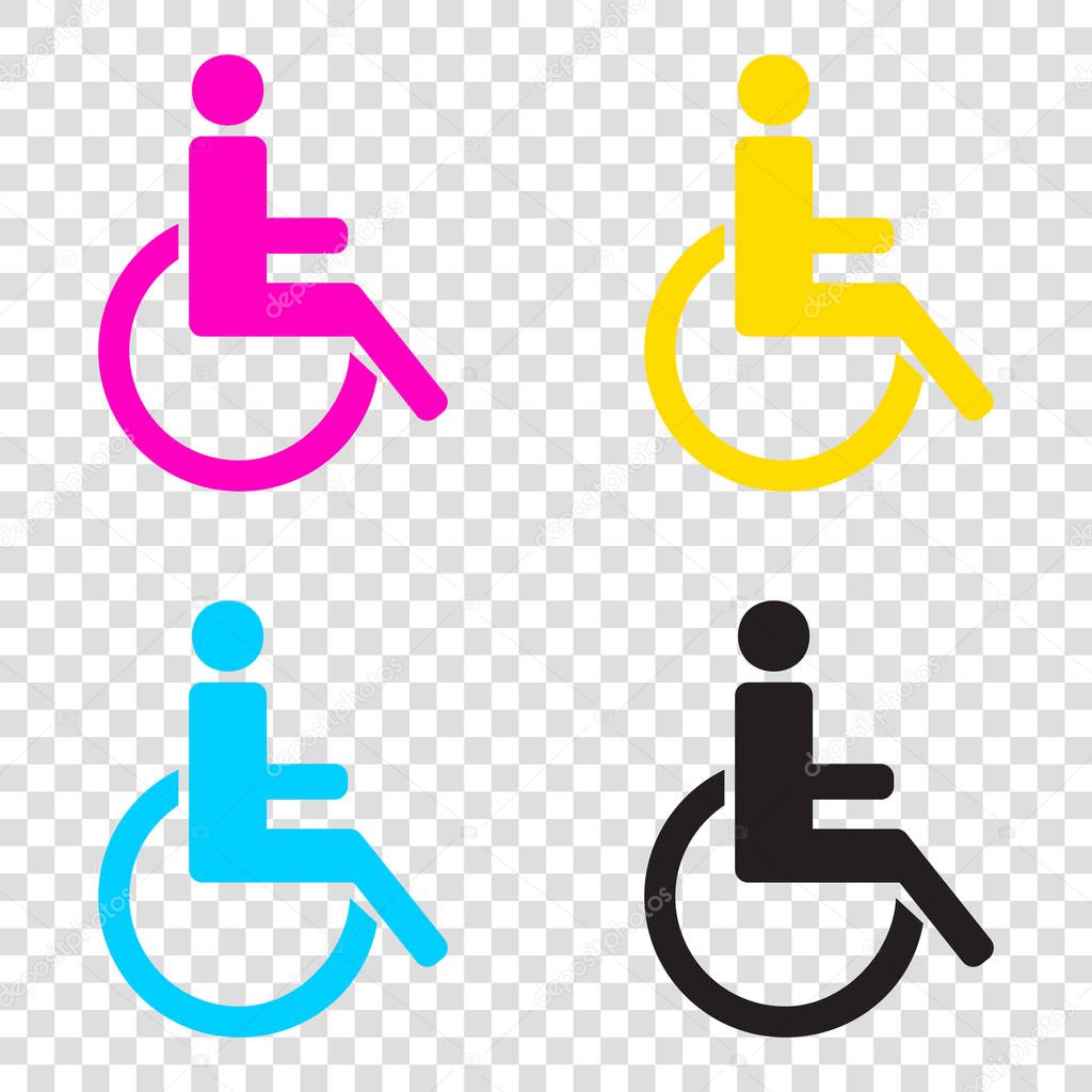 Disabled sign illustration. CMYK icons on transparent background