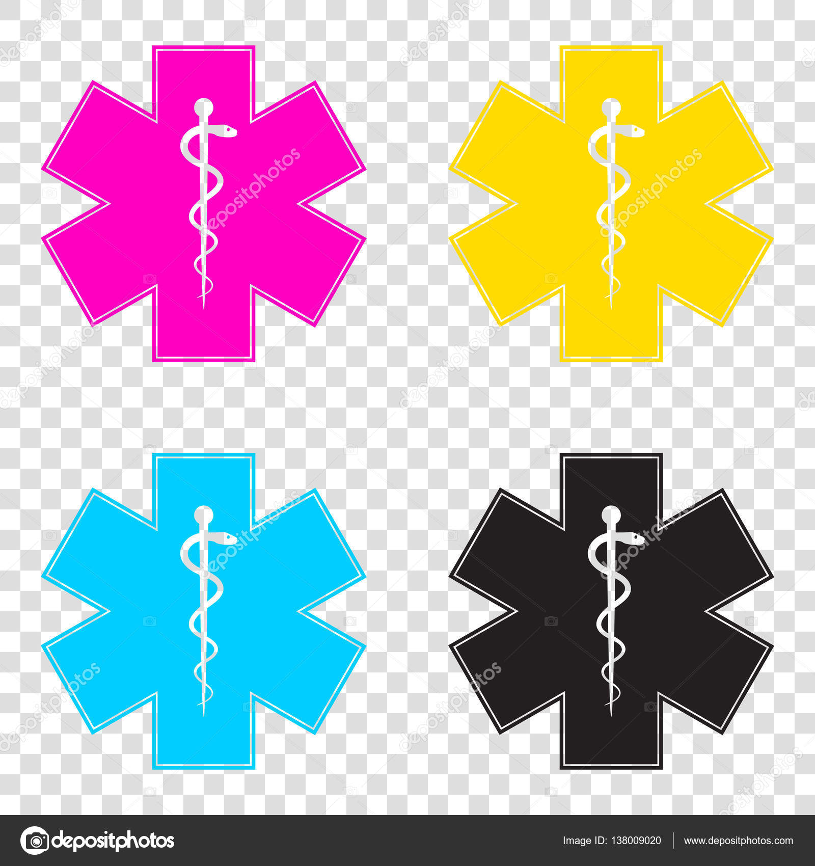 Medical symbol of the Emergency or Star of Life. CMYK icons on t Stock  Vector by ©Asmati1702@gmail.com 138009020
