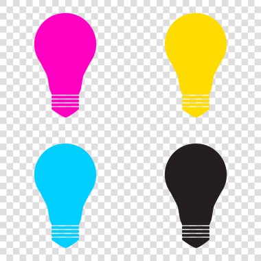 Işık lamba işareti. CMYK simgeleri şeffaf arka plan. Camgöbeği, mag