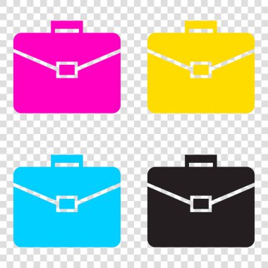 Evrak Çantası'nı işaret illüstrasyon. CMYK simgeleri şeffaf adam