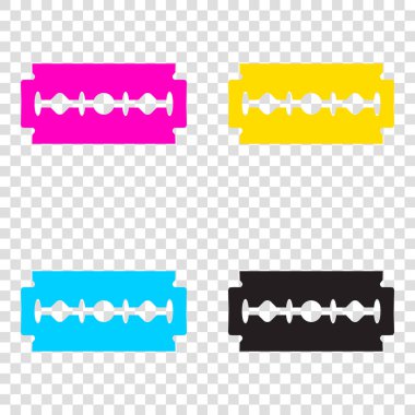 Jilet işareti. CMYK simgeleri şeffaf arka plan. Camgöbeği, ma