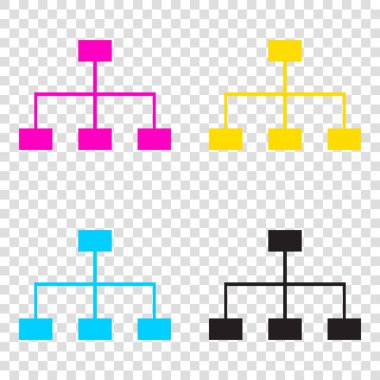 Site harita işareti. CMYK simgeleri şeffaf arka plan. Camgöbeği, magen