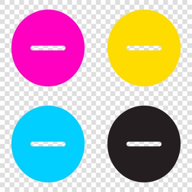Negatif sembol illüstrasyon. Eksi işareti. Transpar CMYK simgeleri