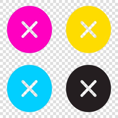 İşareti illüstrasyon çapraz. CMYK simgeleri şeffaf arka plan. C