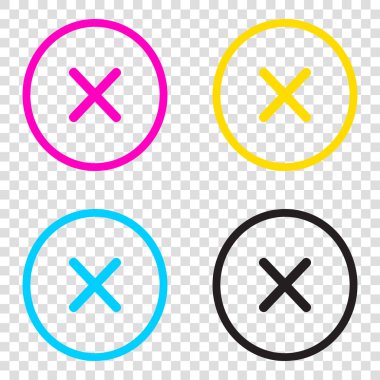 İşareti illüstrasyon çapraz. CMYK simgeleri şeffaf arka plan. C