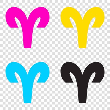 Koç illüstrasyon işareti. CMYK simgeleri şeffaf arka plan. C