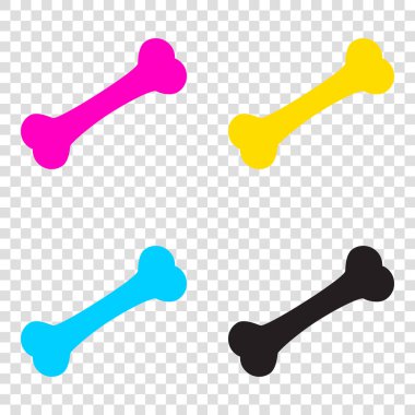 Kemik işareti illüstrasyon. CMYK simgeleri şeffaf arka plan. Cy