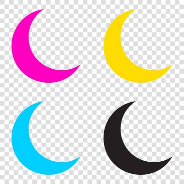 Moon işareti illüstrasyon. CMYK simgeleri şeffaf arka plan. Cy