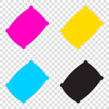 Yastık işareti illüstrasyon. CMYK simgeleri şeffaf arka plan üzerinde. 
