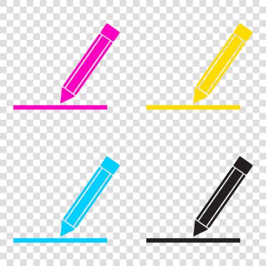 Kalem işareti illüstrasyon. CMYK simgeleri şeffaf arka plan üzerinde. 