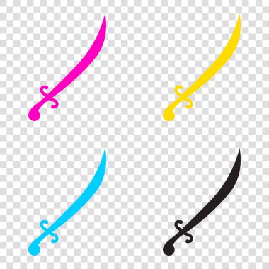 Kılıç işareti illüstrasyon. CMYK simgeleri şeffaf arka plan. C