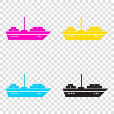 Gemi işareti illüstrasyon. CMYK simgeleri şeffaf arka plan. Cy