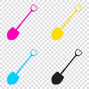 Kürek bahçede çalışmak. CMYK simgeleri şeffaf backgrou
