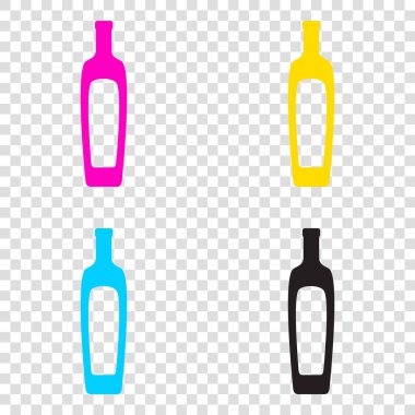 Zeytinyağı şişesi işareti. CMYK simgeleri şeffaf arka plan. CyA