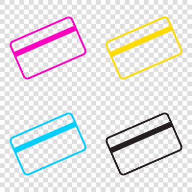 İndir kredi kartı simgesi. CMYK simgeleri şeffaf backg