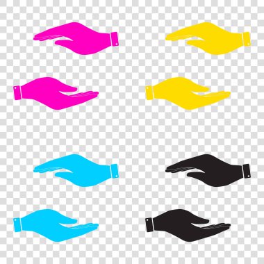 El işareti illüstrasyon. CMYK simgeleri şeffaf arka plan. Cy