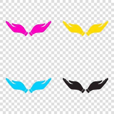 El işareti illüstrasyon. CMYK simgeleri şeffaf arka plan. Cy