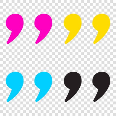 İşareti illüstrasyon alıntı. CMYK simgeleri şeffaf arka plan. C