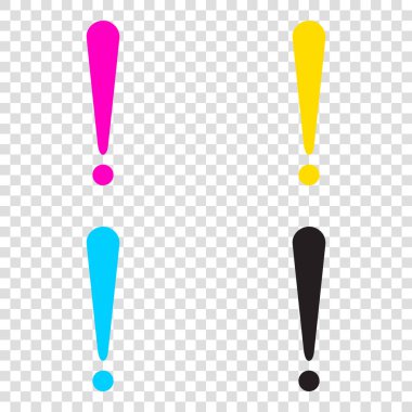 Dikkat işareti illüstrasyon. CMYK simgeleri şeffaf adam