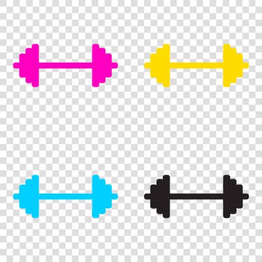 Dumbbell işareti weights. CMYK simgeleri şeffaf arka plan. CyA