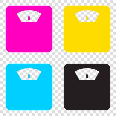 Banyo ölçekli üye. CMYK simgeleri şeffaf arka plan. Deniz mavisi,