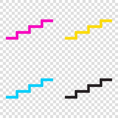 Merdiven tabela. CMYK simgeleri şeffaf arka plan. Camgöbeği, magen