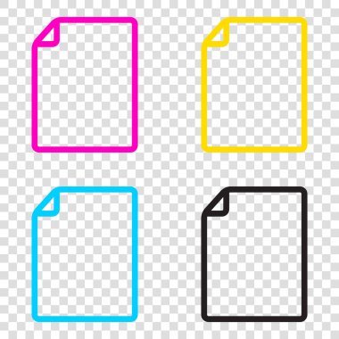 Dikey belge işareti illüstrasyon. CMYK simgeleri şeffaf b