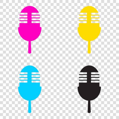 Retro mikrofon işareti. CMYK simgeleri şeffaf arka plan. CyA