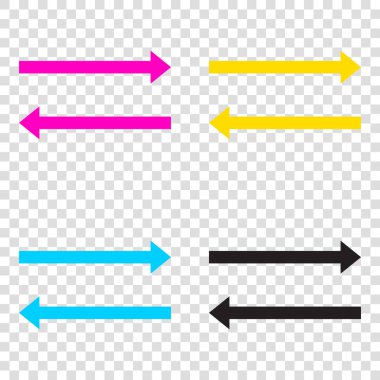 Ok basit kayıt. CMYK simgeleri şeffaf arka plan. Camgöbeği, m