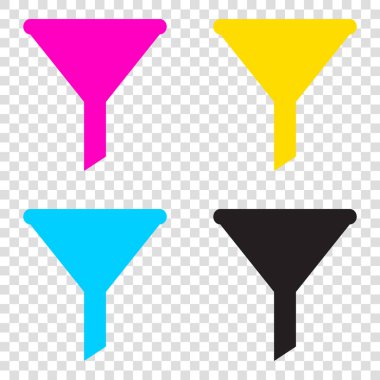 Basit kayıt filtreleme. CMYK simgeleri şeffaf arka plan. Deniz mavisi, 