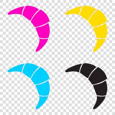 Kruvasan basit kayıt. CMYK simgeleri şeffaf arka plan. CyA