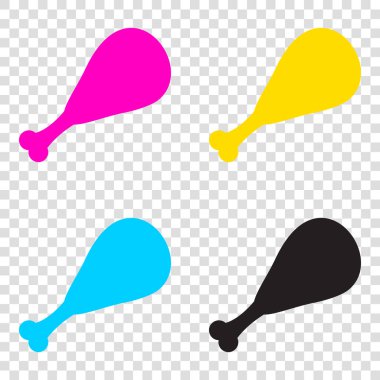 Tavuk bacağı işareti. CMYK simgeleri şeffaf arka plan. Camgöbeği, ma