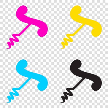 Basit tirbuşon işareti. CMYK simgeleri şeffaf arka plan. CyA