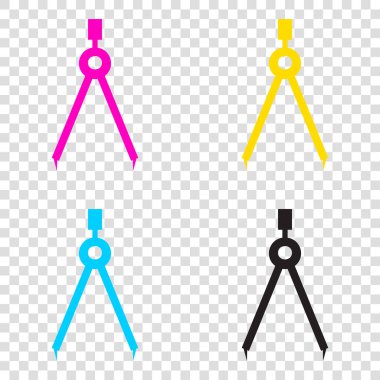 Bölücü basit kayıt. CMYK simgeleri şeffaf arka plan. Deniz mavisi,