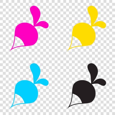 Turp basit kayıt. CMYK simgeleri şeffaf arka plan. Deniz mavisi, 