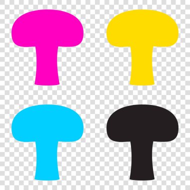 Mantar basit kayıt. CMYK simgeleri şeffaf arka plan. Deniz mavisi