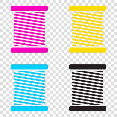 İşareti illüstrasyon iş parçacığı. CMYK simgeleri şeffaf arka plan üzerinde. 