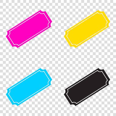 Bilet işareti illüstrasyon. CMYK simgeleri şeffaf arka plan üzerinde. 