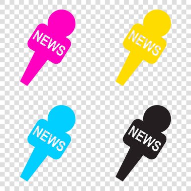 TV haber mikrofon işaret illüstrasyon. CMYK simgeleri şeffaf 