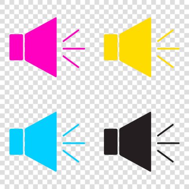 Ses işareti illüstrasyon sessiz işareti ile. Transparen CMYK simgeleri