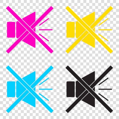 Ses işareti illüstrasyon sessiz işareti ile. Transparen CMYK simgeleri